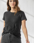 Short Sleeve Crewneck Black Tops - Tees Lilla P