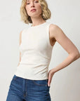 Rib Slub Side Pleat Tank Talc Tops - Tanks Lilla P
