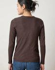 Long Sleeve Bias Crewneck Espresso Tops - Tees Lilla P