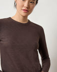 Long Sleeve Bias Crewneck Espresso Tops - Tees Lilla P