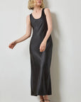 Satin Bias Maxi Dress Black Dresses - Maxi Lilla P