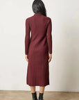 Long Sleeve Rib Henley Dress Dark Cherry Dresses - Midi Lilla P