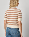 Elbow Sleeve Cardigan Fawn Stripe Sweater - Cardigans Lilla P