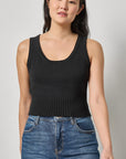 Cropped Scoop Tank Sweater Black Tops - Tanks Lilla P