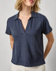 Vintage Short Sleeve Polo Navy Tops - Tees Lilla P