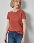 Short Sleeve Back Seam Crewneck Henna Tops - Tees Lilla P