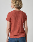 Short Sleeve Back Seam Crewneck Henna Tops - Tees Lilla P