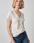 Short Sleeve Back Seam V Neck Tee Tearose Tops - Tees Lilla P