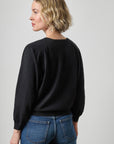 V Neck Blouson Sweater Black Sweater - V-Neck Lilla P