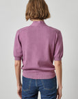 V-Neck Elbow Short Sleeve Sweater Dewberry Sweater - V-Neck Lilla P