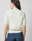 V-Neck Elbow Short Sleeve Sweater Ivory Sweater - V-Neck Lilla P