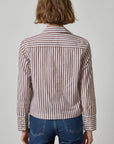 Straight Fit Short Button Down Chestnut Stripe Tops - Button Down Lilla P