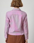Straight Fit Short Button Down Snapdragon Stripe Tops - Button Down Lilla P