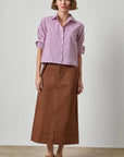 Straight Fit Short Button Down Snapdragon Stripe Tops - Button Down Lilla P