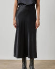 Slub Woven Bias Skirt Black Skirts - Midi Lilla P