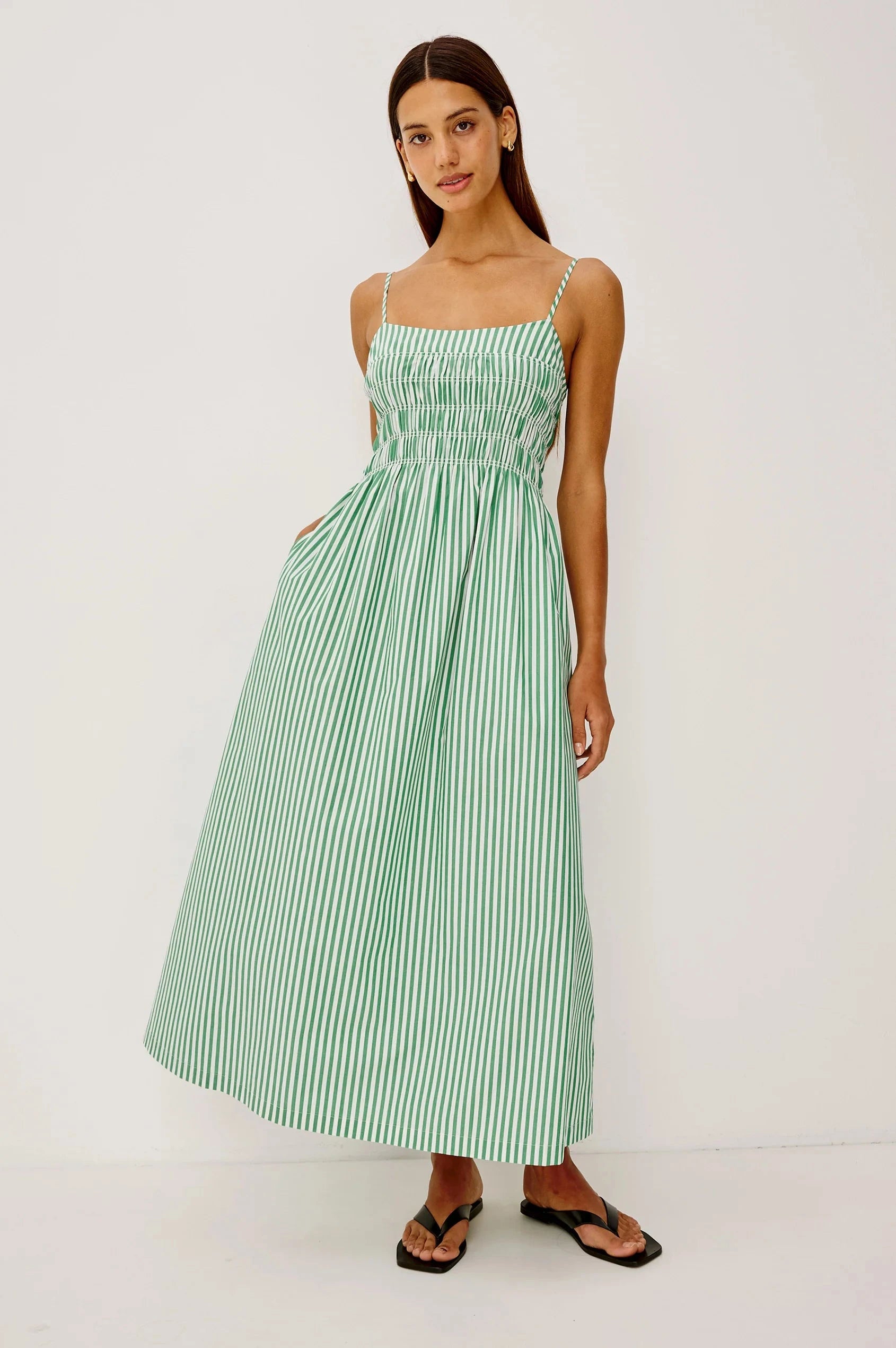 Primrose Dress Emerald Stripe – Peter Kate
