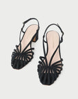 Priscilla Lattice Slingback Mid Heel Sandal Black