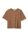 Maude Short Sleeve Cardigan Mocha Sweater - Cardigans perfectwhitetee