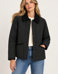 Quilted Corduroy Collar Jacket Black