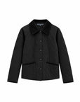 Quilted Corduroy Collar Jacket Black Outerwear - Longsleeve Elliott Lauren
