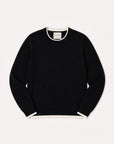 Double Trim Crew Black White Sweater - Crewneck Jumper 1234