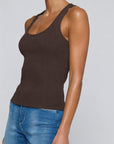 Adira Scoop Neck Tank Dark Java Tops - Tanks L'Agence