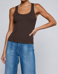 Adira Scoop Neck Tank Dark Java Tops - Tanks L'Agence