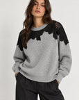 Larissa Crewneck Sweater Grey Melange Black Sweater - Crewneck Simkhai
