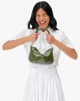 Petit Moyen Messenger Crinkle Patent Army Crossbody Clare V.
