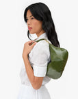 Petit Moyen Messenger Crinkle Patent Army Crossbody Clare V.
