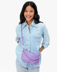 Petit Moyen Messenger Medium Woven Diagonal Jacaranda Crossbody Clare V.