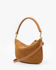 Petit Moyen Messenger Suede with Whipstitch Caramel