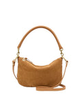 Petit Moyen Messenger Suede with Whipstitch Caramel