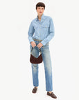 Petite Moyen Messenger Suede Whipstitch Truffle Crossbody Clare V.