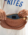 Petit Moyen Medium Woven Zig Zag Hazelnut Crossbody Clare V.