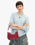 Petit Moyen Messenger Woven Diagonal Garnet Hobo & Shoulder Clare V.