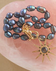 Lucky Sparkling Supernova Pendant Black Mother of Pearl 16-18" Classic Rolo Necklaces Jane Win