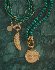 Double Wrap Diamond Cut Beaded Necklace Malachite and Gold Necklaces Jane Win