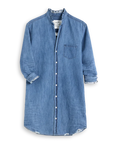 Mary Ruffle Classic Shirtdress Vintage Stonewashed Indigo Dresses - Midi Frank & Eileen