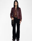 Veryn Crinkled Leather Blazer Burgundy Jackets - Blazers Zadig & Voltaire