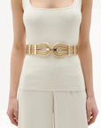 Rowan Double Loop Stretch Belt Metallic Gold Belts Figue