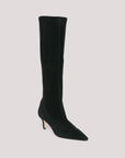 Jade Stretch Suede Boot Black Knee High Boots Cinq A Sept