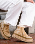 Setsu 4.0 Floral Bottie Saffron Suede Natural Boots - Booties laidbacklondon