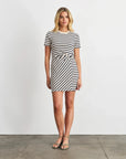 Cody Short Sleeve Short Dress Black/Cream Stripe Dresses - Short Tanya Taylor