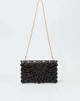 McCall Laser Cut Leather Clutch Black Clutch Simkhai