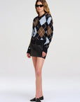 Skylar Argyle Cardigan Sky Blue Combo