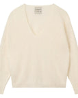 Brushed Boxy Vee Ecru Sweater - V-Neck Jumper 1234