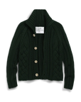 Mini Cotswolds Cropped Cable Knit Cardigan British Racing Green