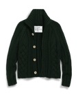 Mini Cotswolds Cropped Cable Knit Cardigan British Racing Green Sweater - Cardigans Frank & Eileen