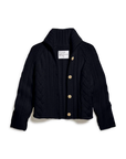 Mini Cotswolds Cropped Cable Knit Cardigan Marine Sweater - Cardigans Frank & Eileen